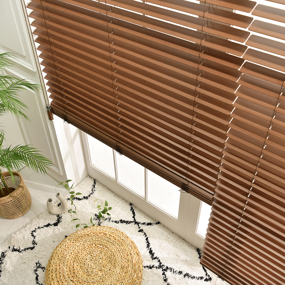 아라크네 라운드 우드 블라인드 암막 오동나무 원목 거실 베란다 창문 40x40