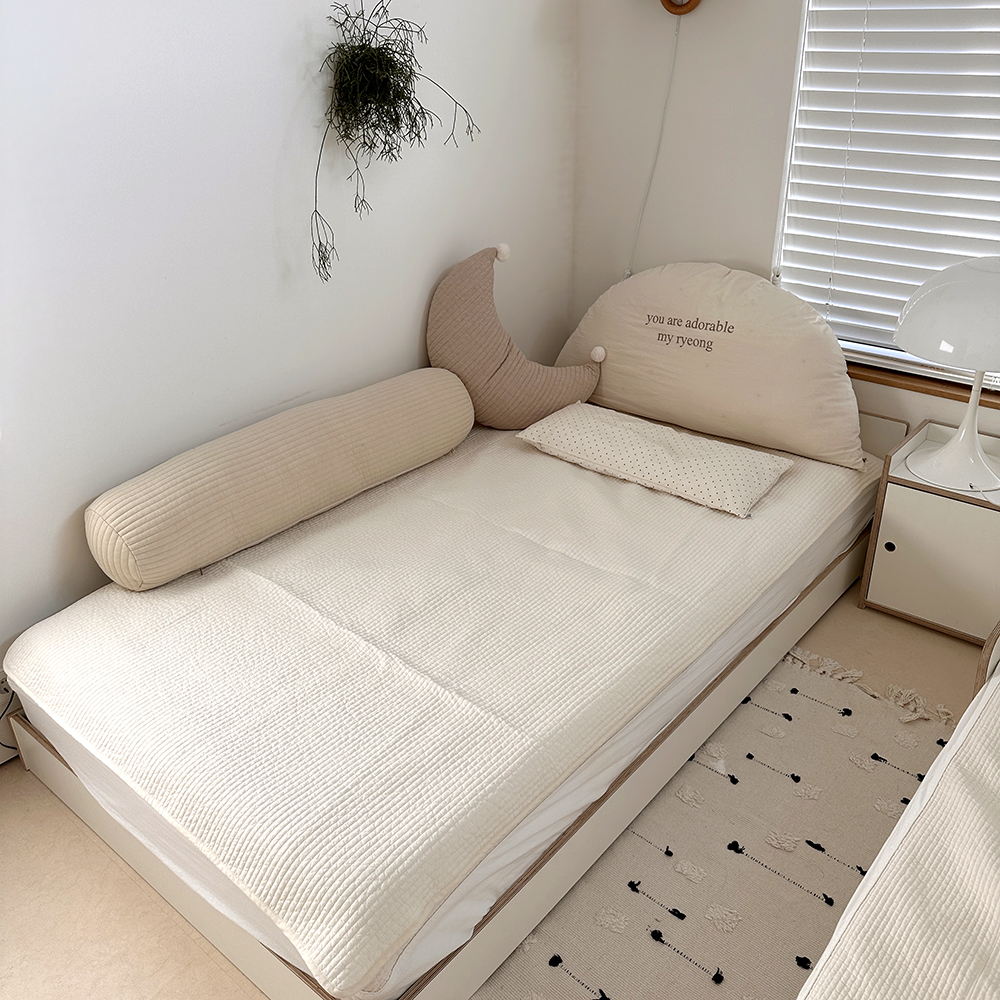 올포홈 아기 침대패드 고밀도 100수 누빔 슈퍼싱글 밴딩없음 무형광 유아 면 패드