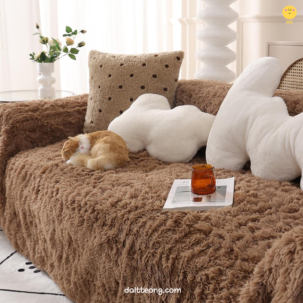 달떵 겨울 극세사 퍼 쇼파 커버 덮개 패드 커버링 천갈이 양털 패브릭 밍크130x180