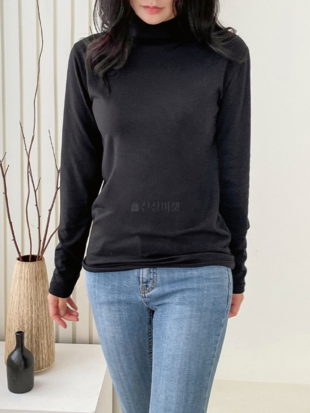 기모 반목폴라티 이너티 터틀넥 여성 겨울 기본 무지 레이어드 긴팔 티셔츠 - 상세 이미지 3