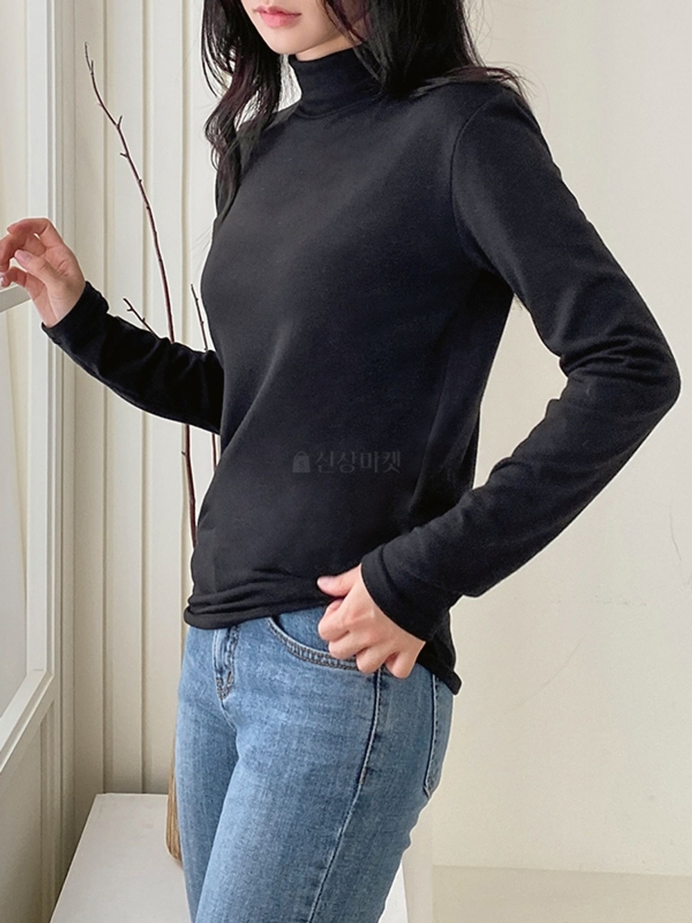 기모 반목폴라티 이너티 터틀넥 여성 겨울 기본 무지 레이어드 긴팔 티셔츠 - 상세 이미지 4