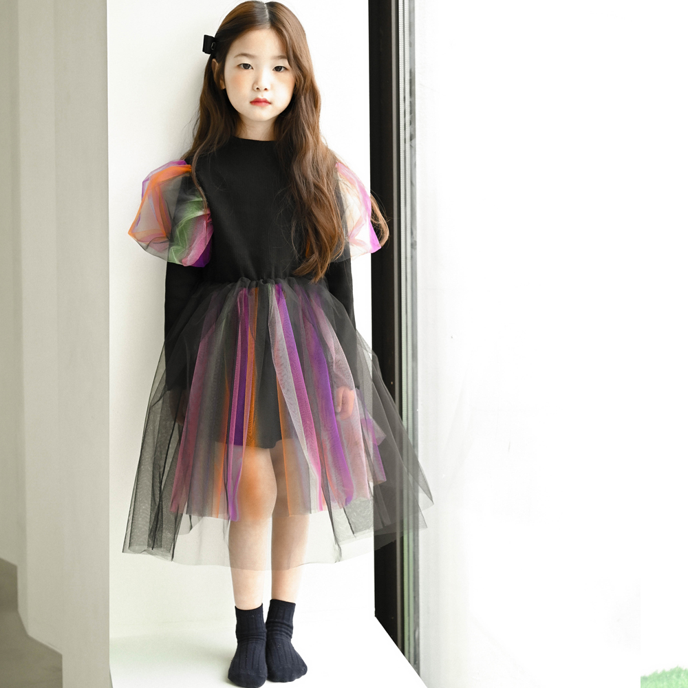 바이올렛 튜튜 샤 원피스 할로윈 코스튬 마녀 의상 반팔 공주님 여아 아동 블랙 - 상세 이미지 3