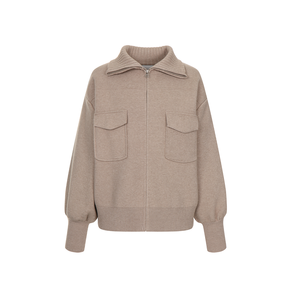 예시카 플랩 포켓 크로스 컷 집업 니트 가디건 YGBKC158