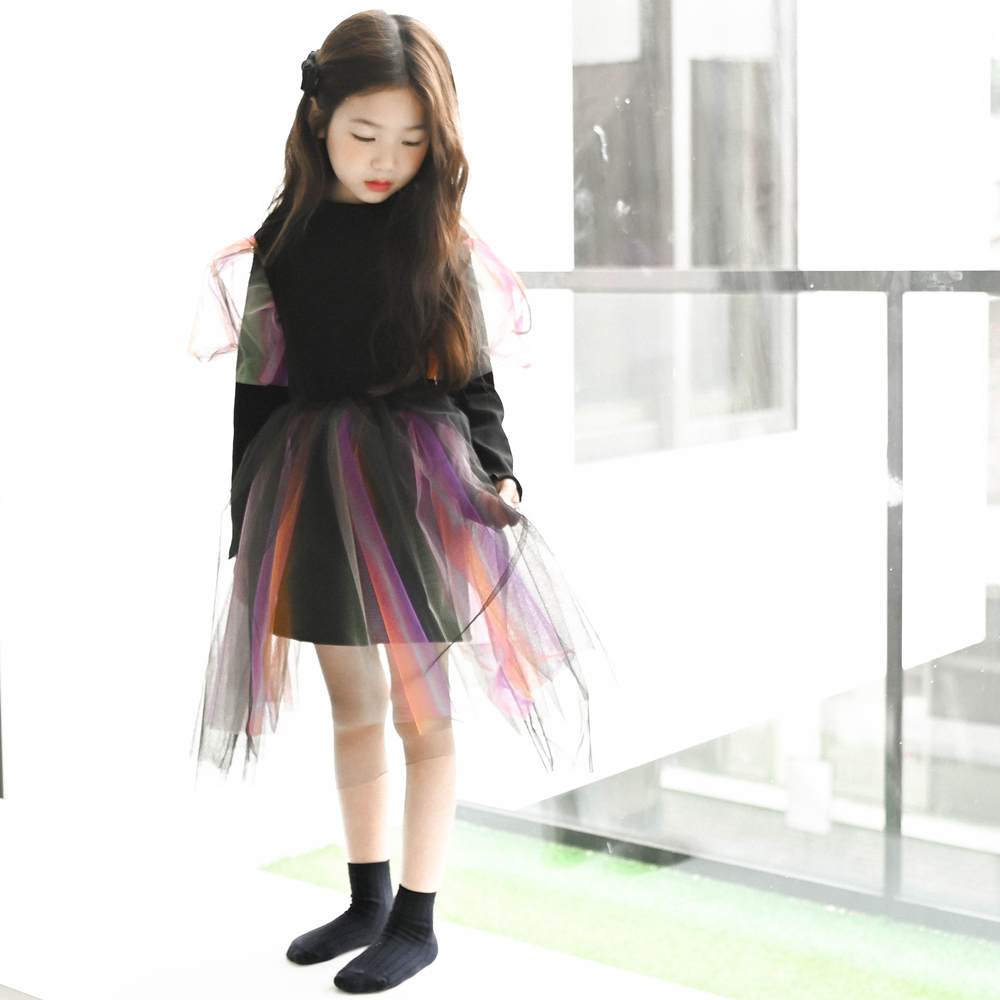 바이올렛 튜튜 샤 원피스 할로윈 코스튬 마녀 의상 반팔 공주님 여아 아동 블랙 - 상세 이미지 5