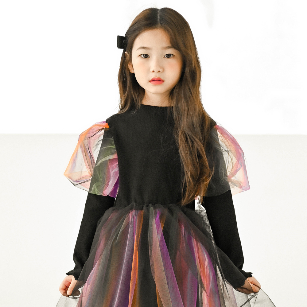 바이올렛 튜튜 샤 원피스 할로윈 코스튬 마녀 의상 반팔 공주님 여아 아동 블랙 - 상세 이미지 2