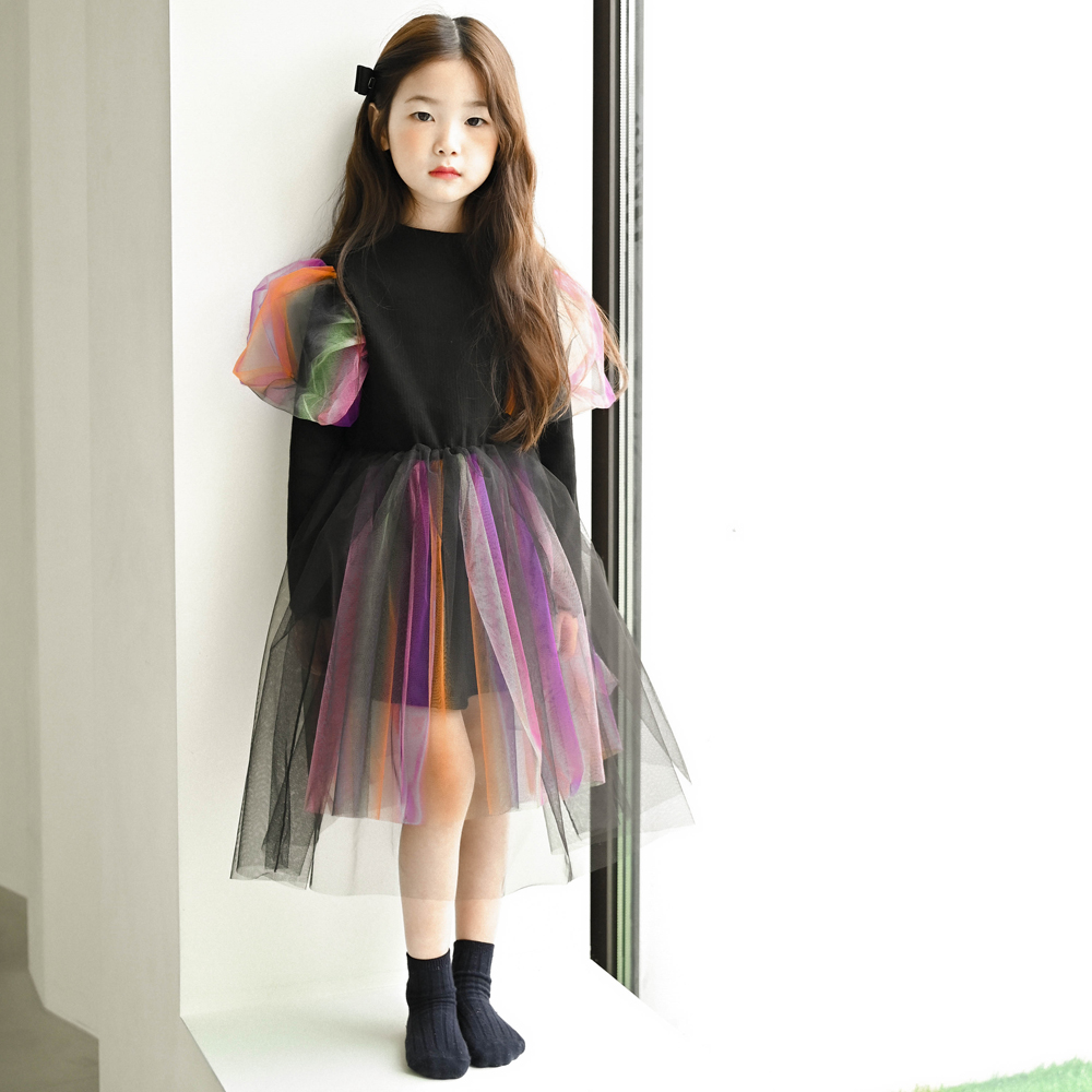 바이올렛 튜튜 샤 원피스 할로윈 코스튬 마녀 의상 반팔 공주님 여아 아동 블랙 - 상세 이미지 4