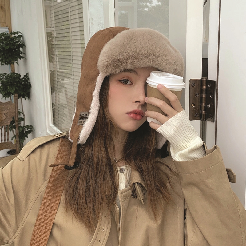 여성 트루퍼햇 군밤 장수 귀도리 이어머프캡 방한 털 귀달이 샤프카 귀마개모자 - 상세 이미지 5