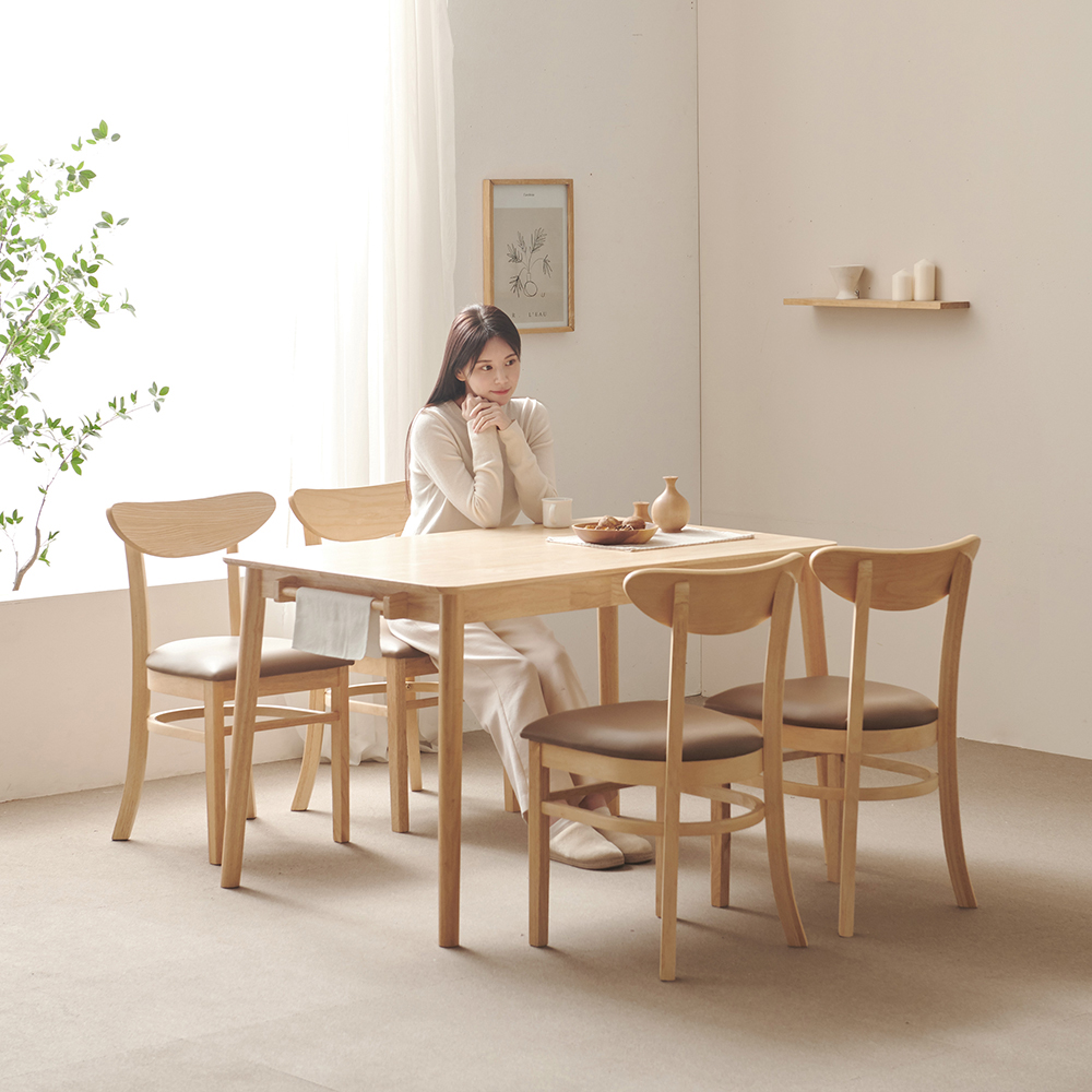 노블 고무나무 원목 4인 식탁세트 체어형