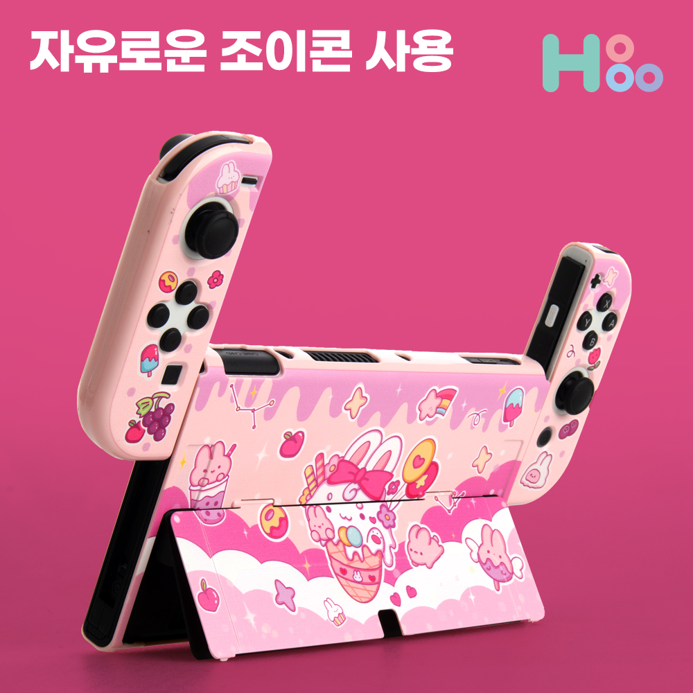 닌텐도스위치 OLED 케이스 파우치 커버 보관함 칩케이스 핑크 - 상세 이미지 2