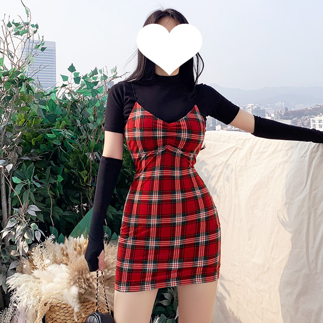 [특가세일] 메리유 체크 나시 원피스 : 보보어패럴주식회사