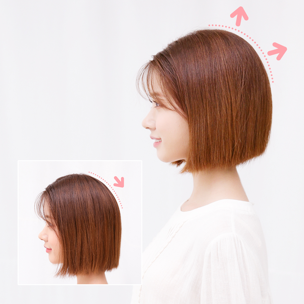 정수리 뒷머리 볼륨 헤어뽕 부분 가발 똑딱이 헤어피스 단발머리용