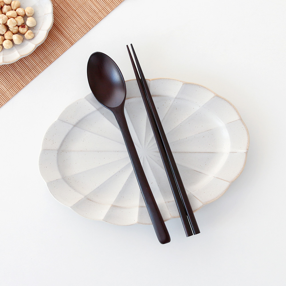 신혼부부 옻칠 우드 예쁜 숟가락젓가락 먹방 나무 수저세트 베이직