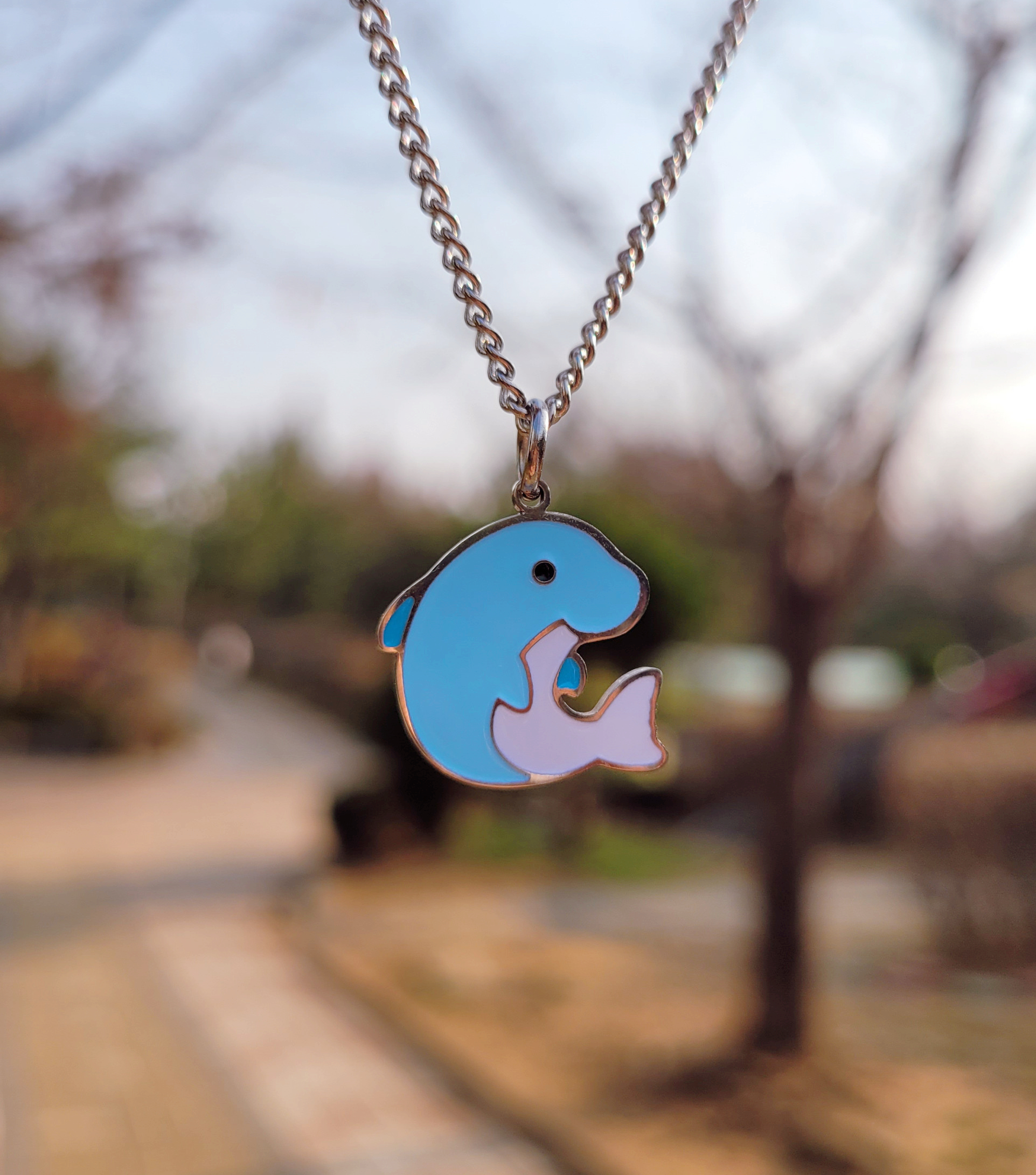 돌고래와 아기새 써지컬스틸 미아방지 목걸이 아기 유아 어린이