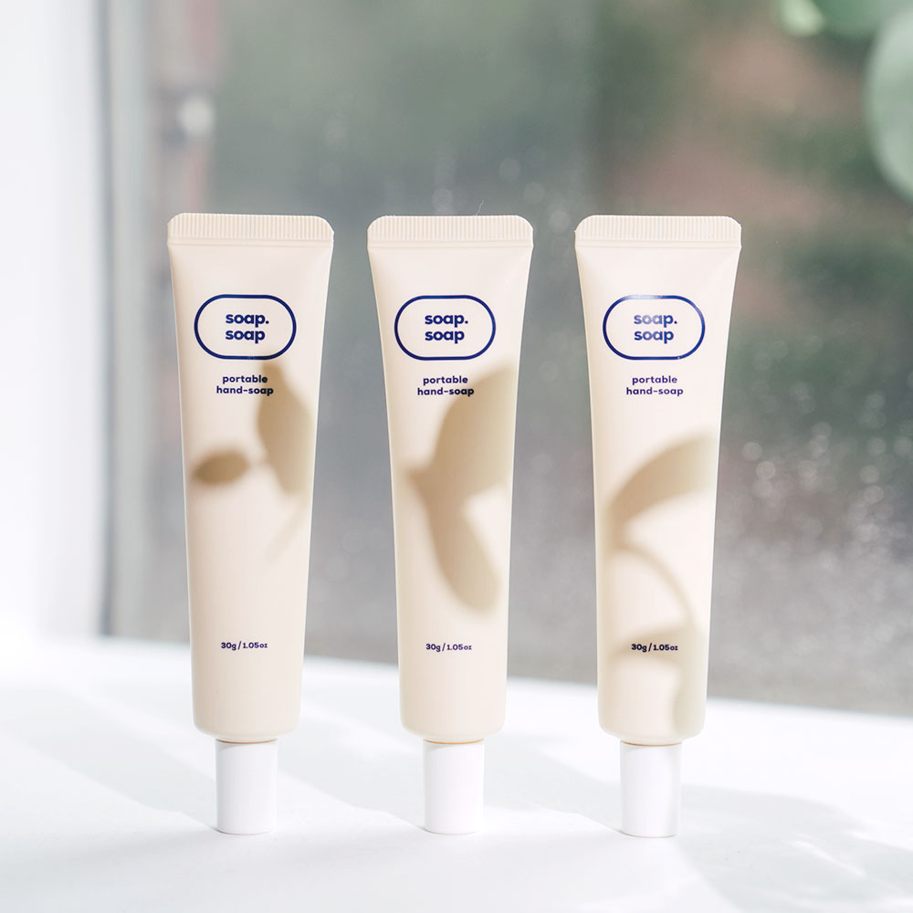 소프소프 휴대용 핸드워시 - 손세정제 거품 물비누 비누향, 30ml, 3개