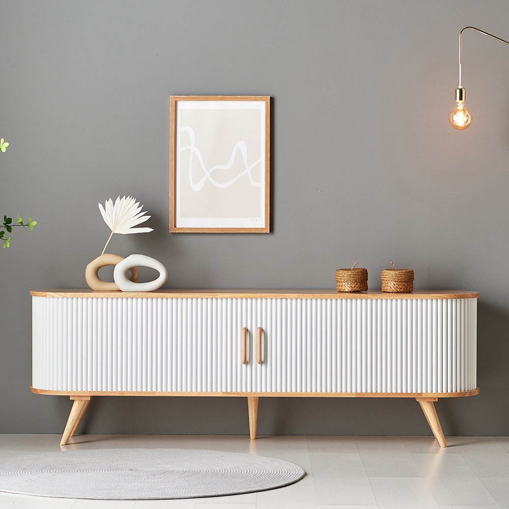 프림 템바보드 슬라이딩 거실장 TV 다이 선반 장식장 1800