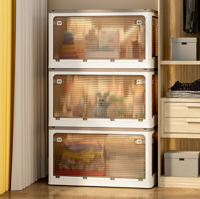 대형 폴딩 리빙박스 옷 수납 정리 투명 화이트 오리지널S