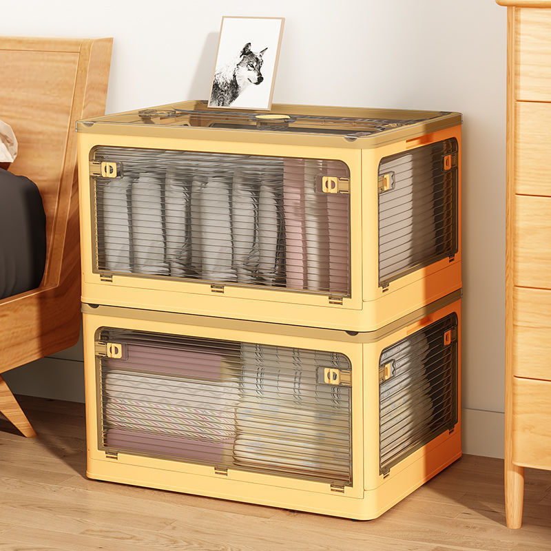 대형 폴딩 리빙박스 옷 수납 정리 투명 화이트 오리지널S