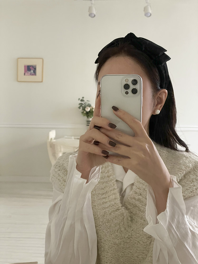 Selflove made, 무브 리본 헤어밴드 터번 반다나 꼬임 와이드 2단 머리띠 - 상세 이미지 2