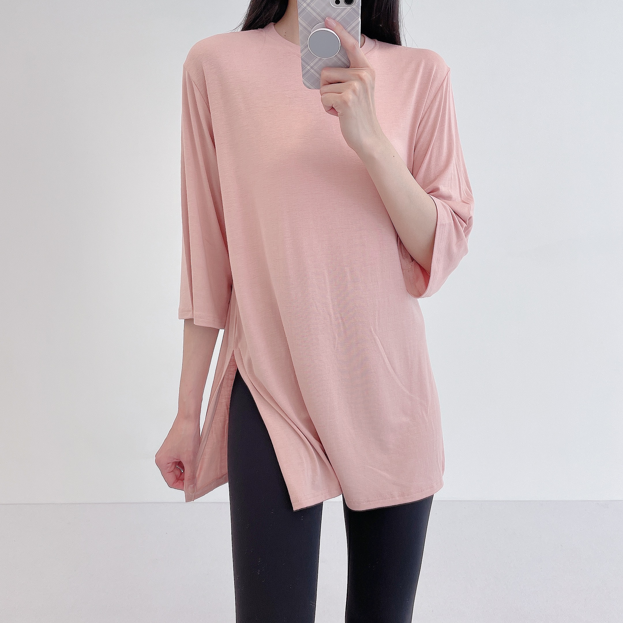 로라벨 클렌 필라테스복 여성 요가복 필라테스 요가 상의 티셔츠 옷 커버업 운동복 반팔 탑 - 상세 이미지 3