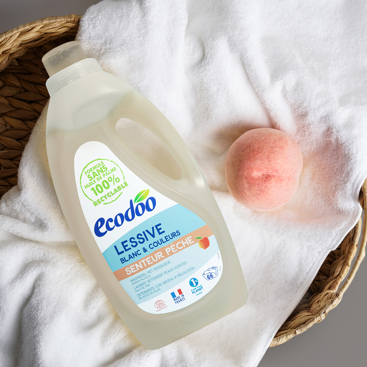 에코두 고농축 중성 세탁세제 대용량 액체 2L, 피치, 2개