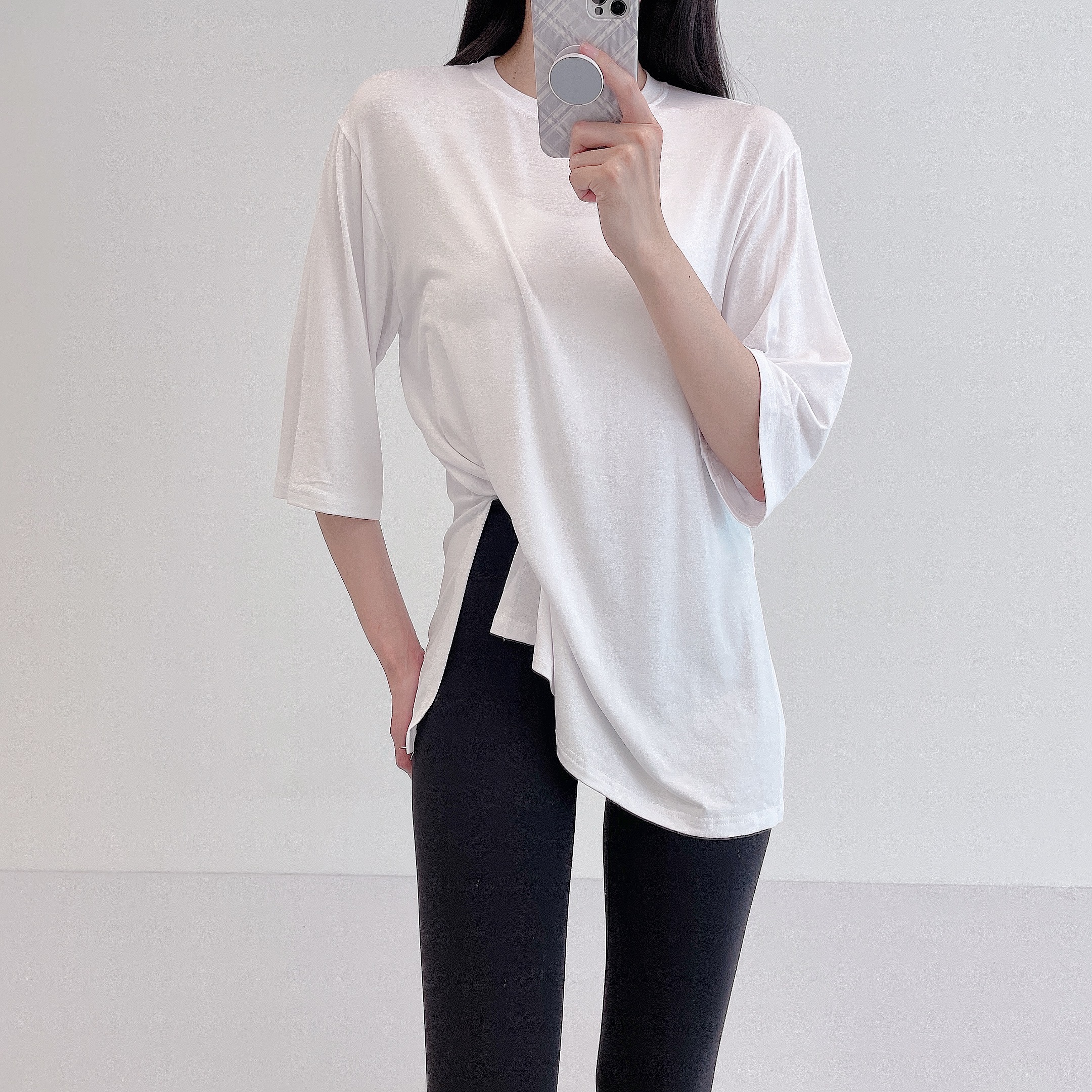 로라벨 클렌 필라테스복 여성 요가복 필라테스 요가 상의 티셔츠 옷 커버업 운동복 반팔 탑 - 상세 이미지 4
