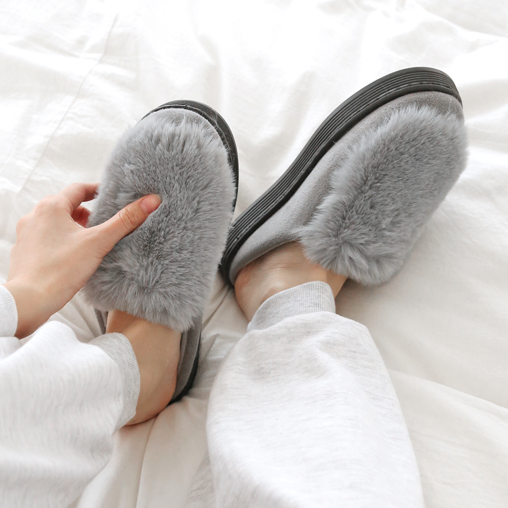 발편한슬리퍼 스웨이드 따뜻한 안감퍼 통굽 키높이 겨울 사무실 털슬리퍼