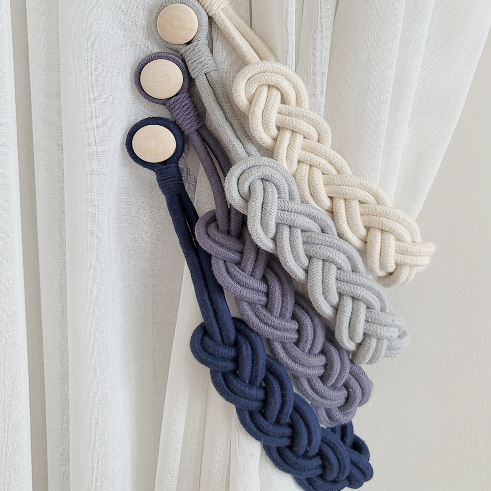 프리바토우 로럴 월계관 꼬임 커튼 마그네틱 자석 모던 타이백 끈 집게 걸이 장식