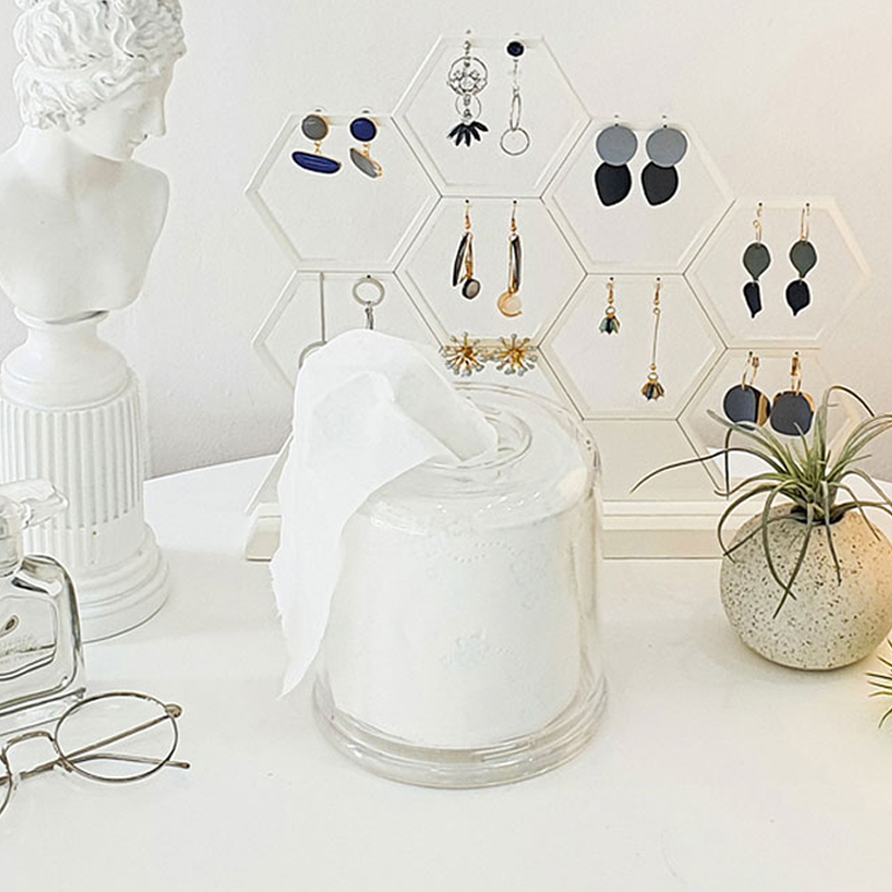 맨디 원형 아크릴 두루마리 화장지 휴지케이스 티슈케이스