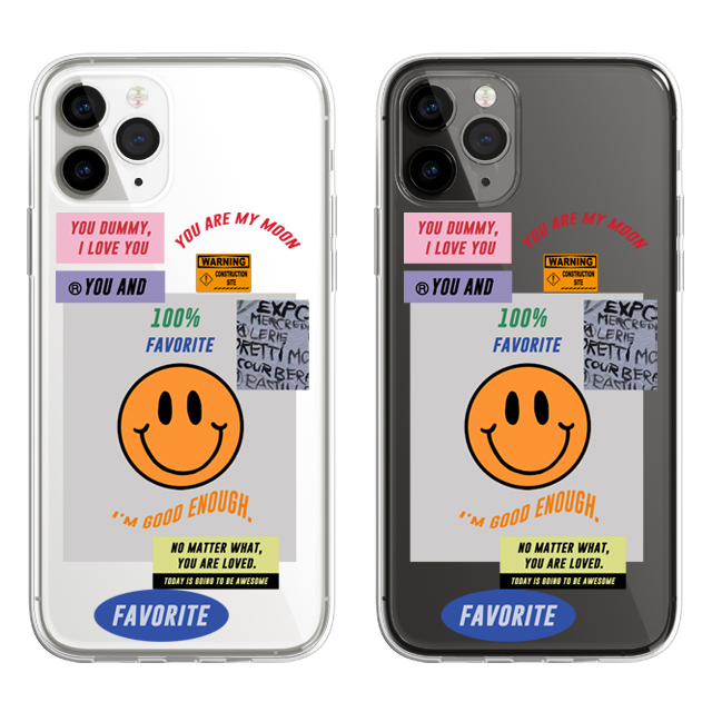 스마일 라벨 패치 투명 젤리 케이스 - 상품 이미지