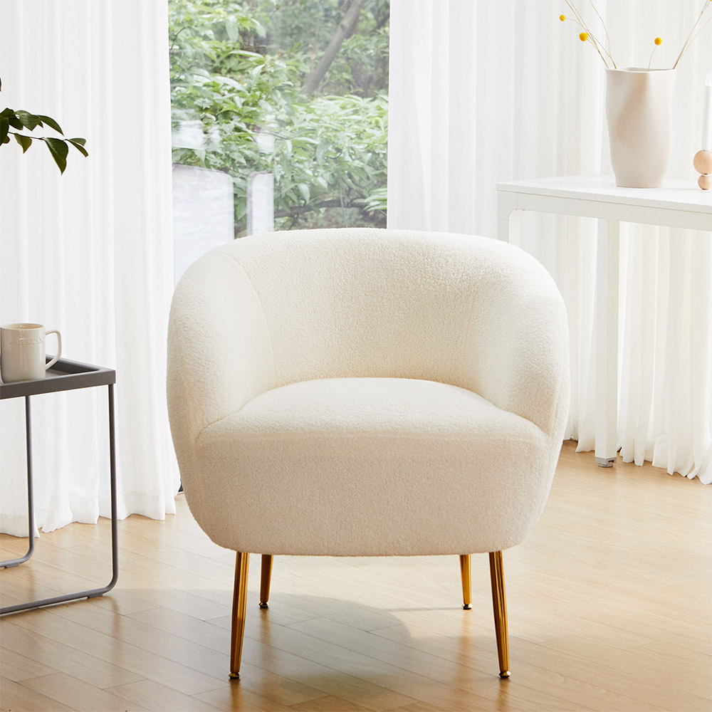 홈 인테리어 몽블 양털 패브릭 부클레 클라우드 1인 소파 의자