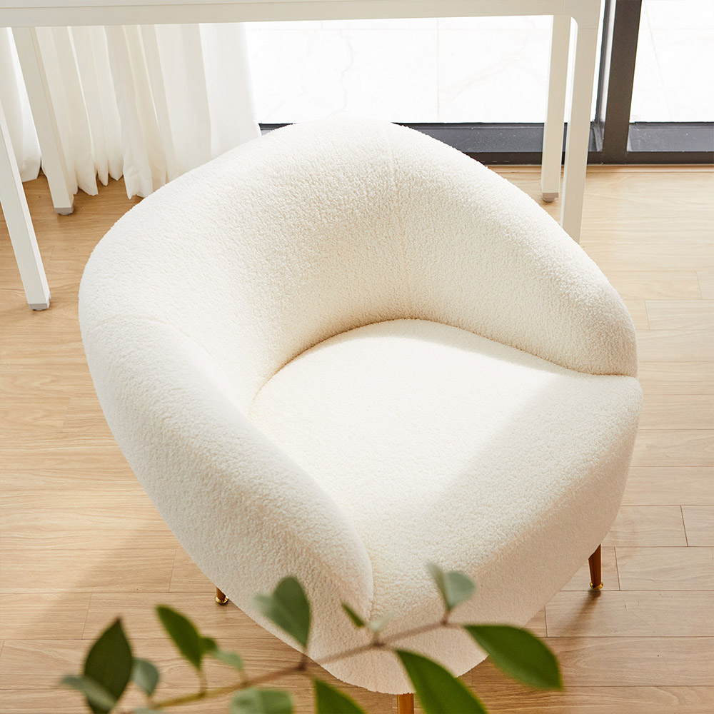 홈 인테리어 몽블 양털 패브릭 부클레 클라우드 1인 소파 의자