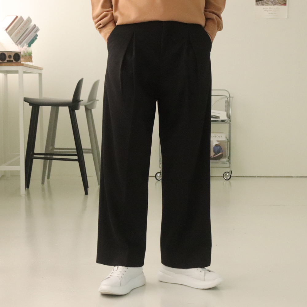 남자와이드팬츠 통넓은 통큰바지 밴딩 남자기모슬랙스 이미지 3