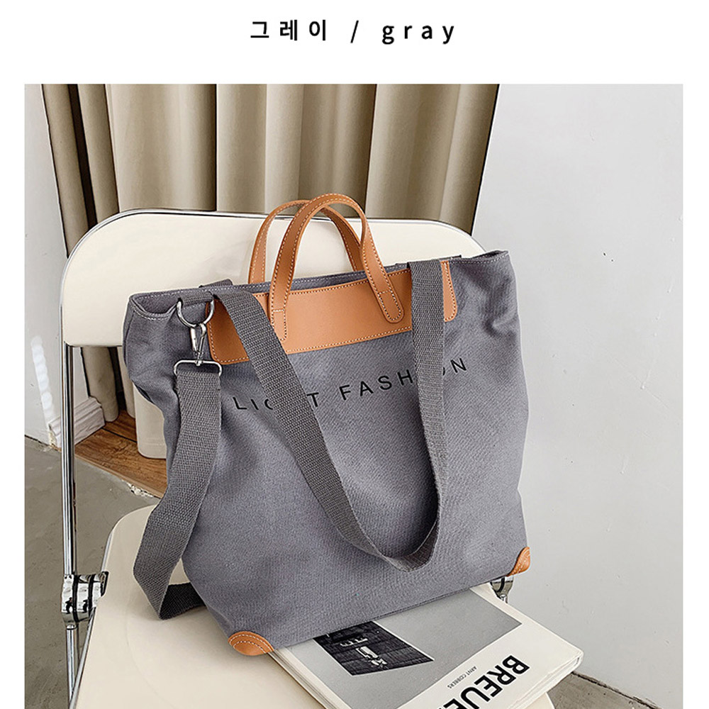 대학생 여대생 캠퍼스가방 직장인 여성 출근 캔버스 빅 크로스 숄더백 가벼운 큰 가방 - 상세 이미지 3