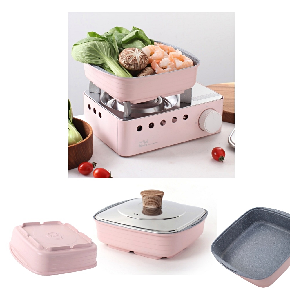 사각냄비 미니 냄비 핑크 1인 2인 다용도 전골 라면 캠핑 튀김 차박 구이 멀티 팬