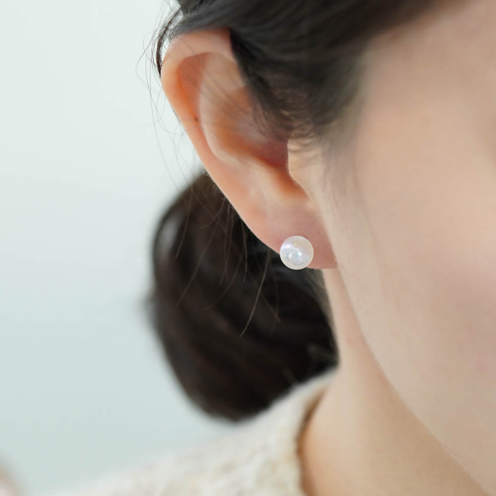 실버925 오로라 원석 볼 볼드 은 귀걸이 - 상세 이미지 5