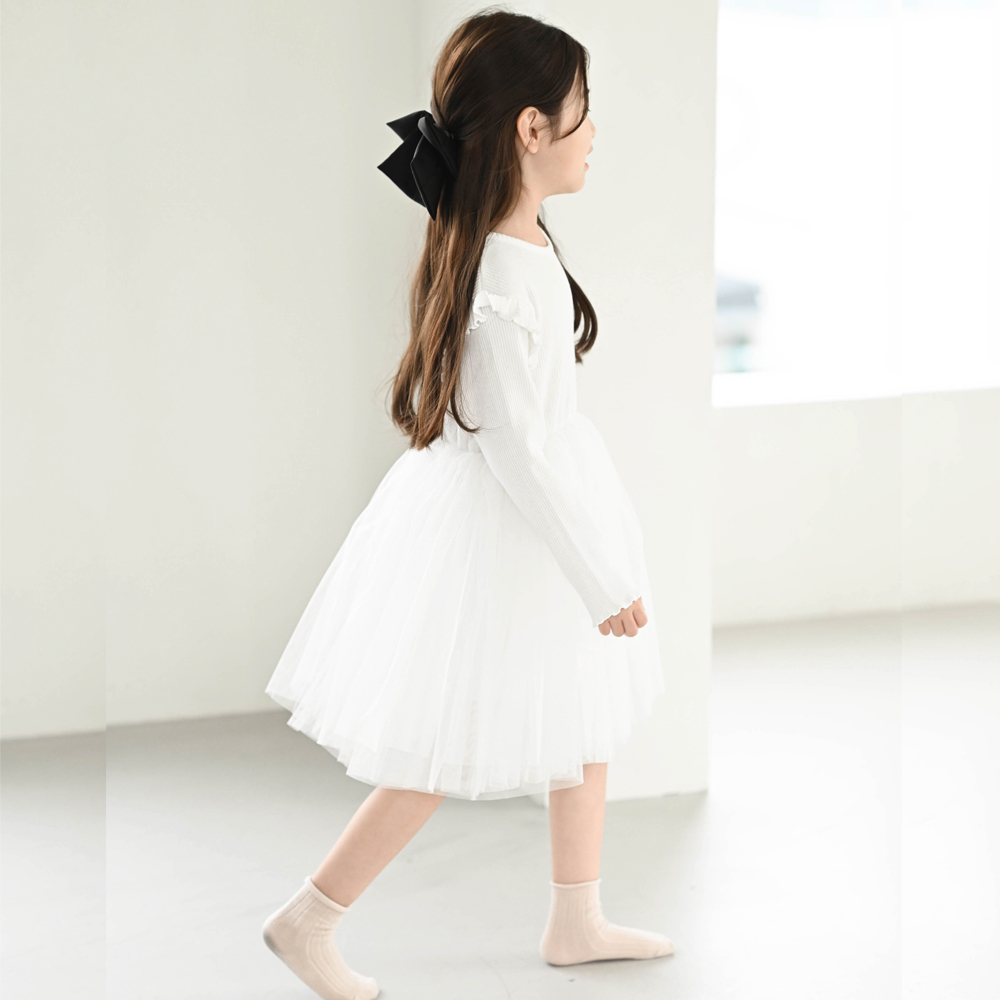세라핌 골지 튜튜 샤 원피스 여아 아동 블랙 아이보리 발레 학예회 음악회 - 상세 이미지 4