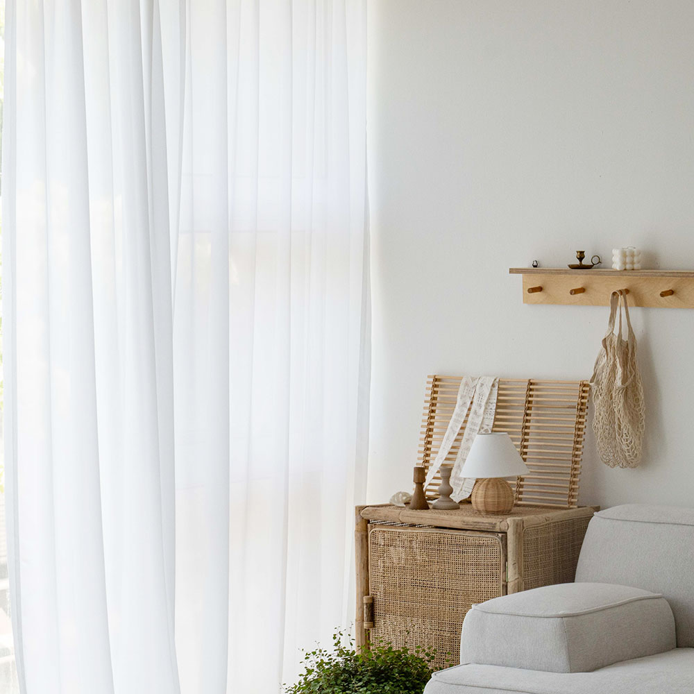 사라하우스 비침없는 도톰차르르 봉집형 화이트 창문 쉬폰커튼