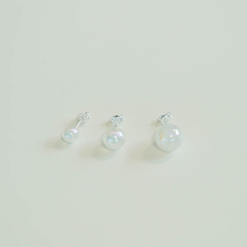 실버925 오로라 원석 볼 볼드 은 귀걸이 - 상세 이미지 2