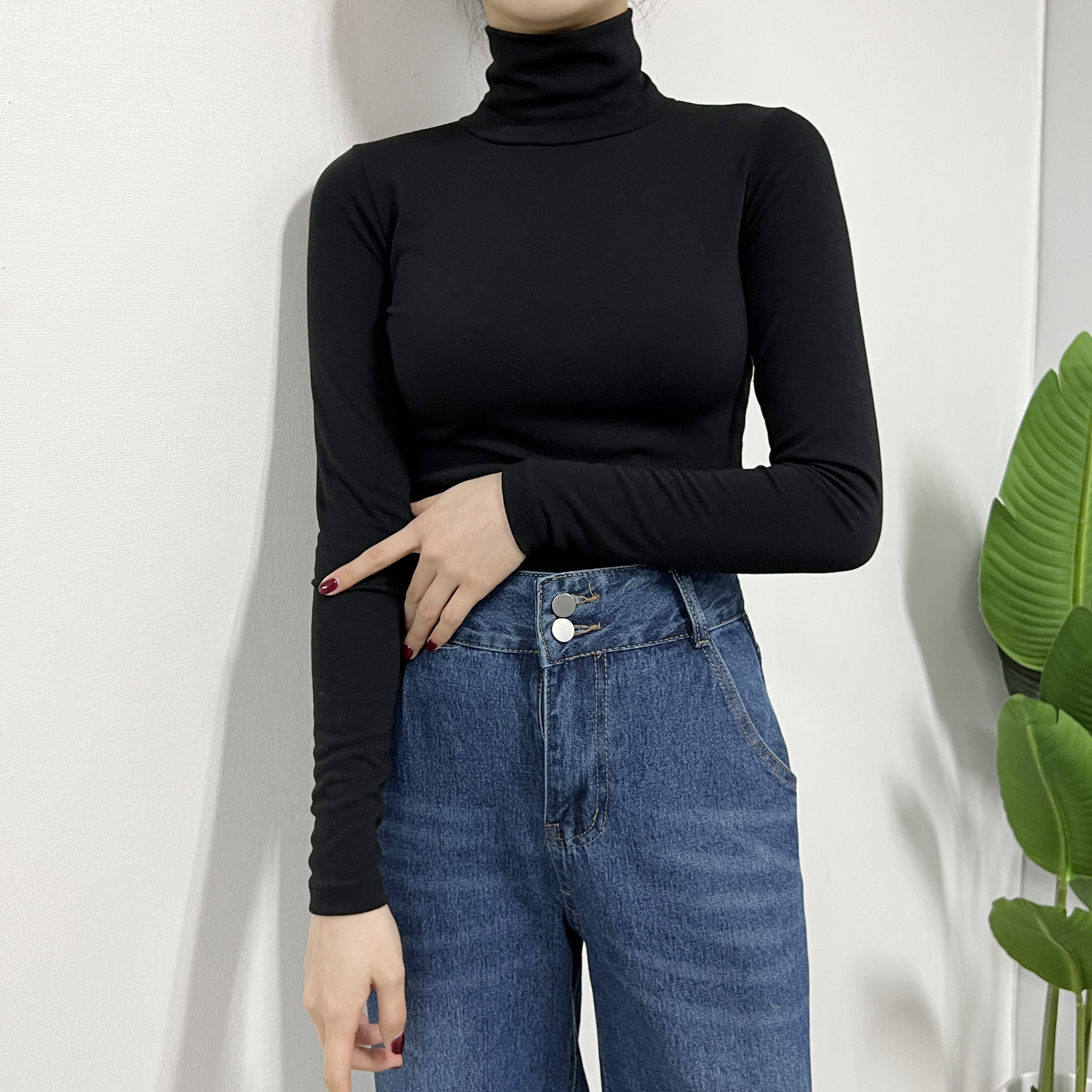 에르미 기모 무지 겨울 기본 폴라 티 이미지 4