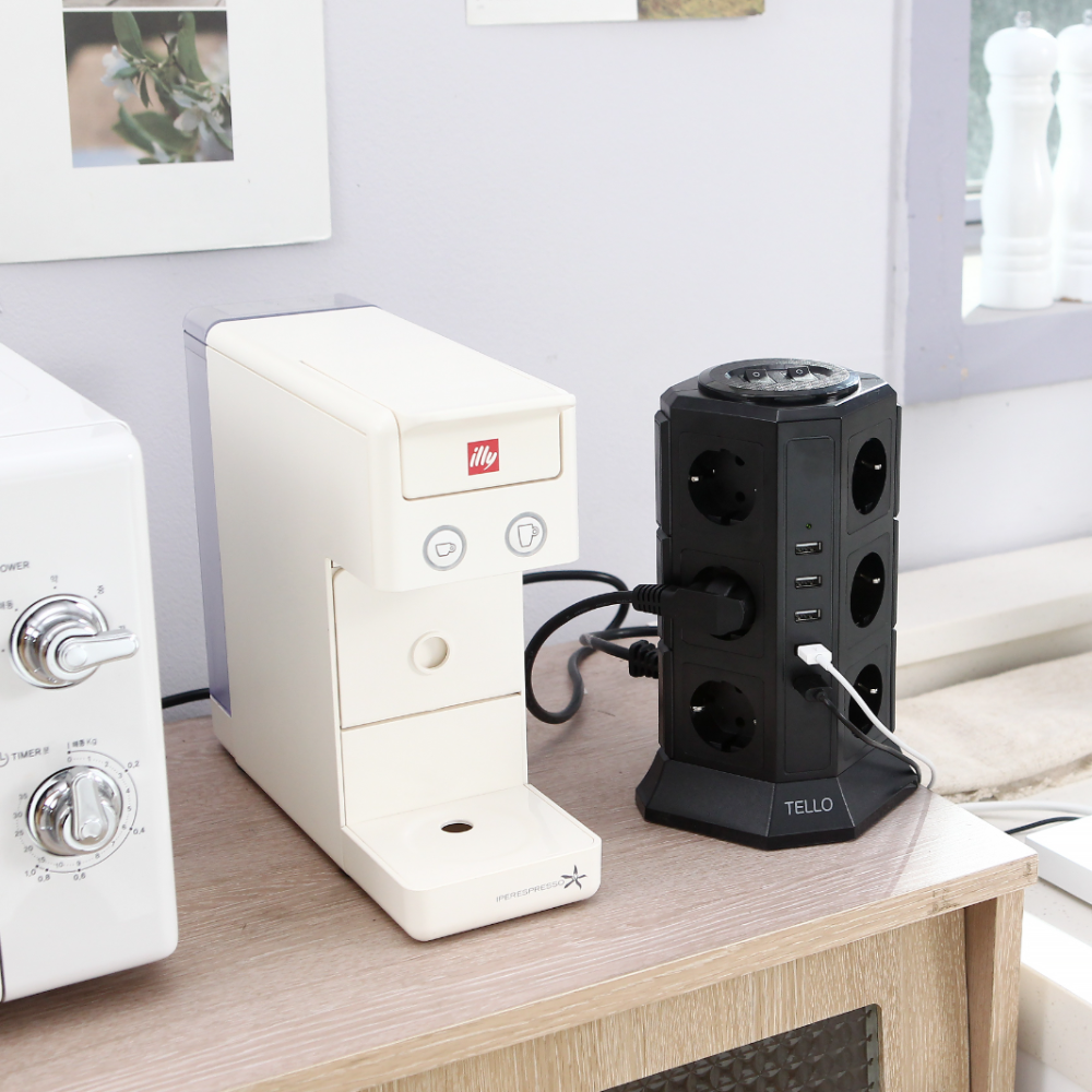 텔로 타워형 멀티탭 12구 블랙 (콘센트8구+usb포트4구 ) 2m 3m 5m 멀티콘센트 이미지 3