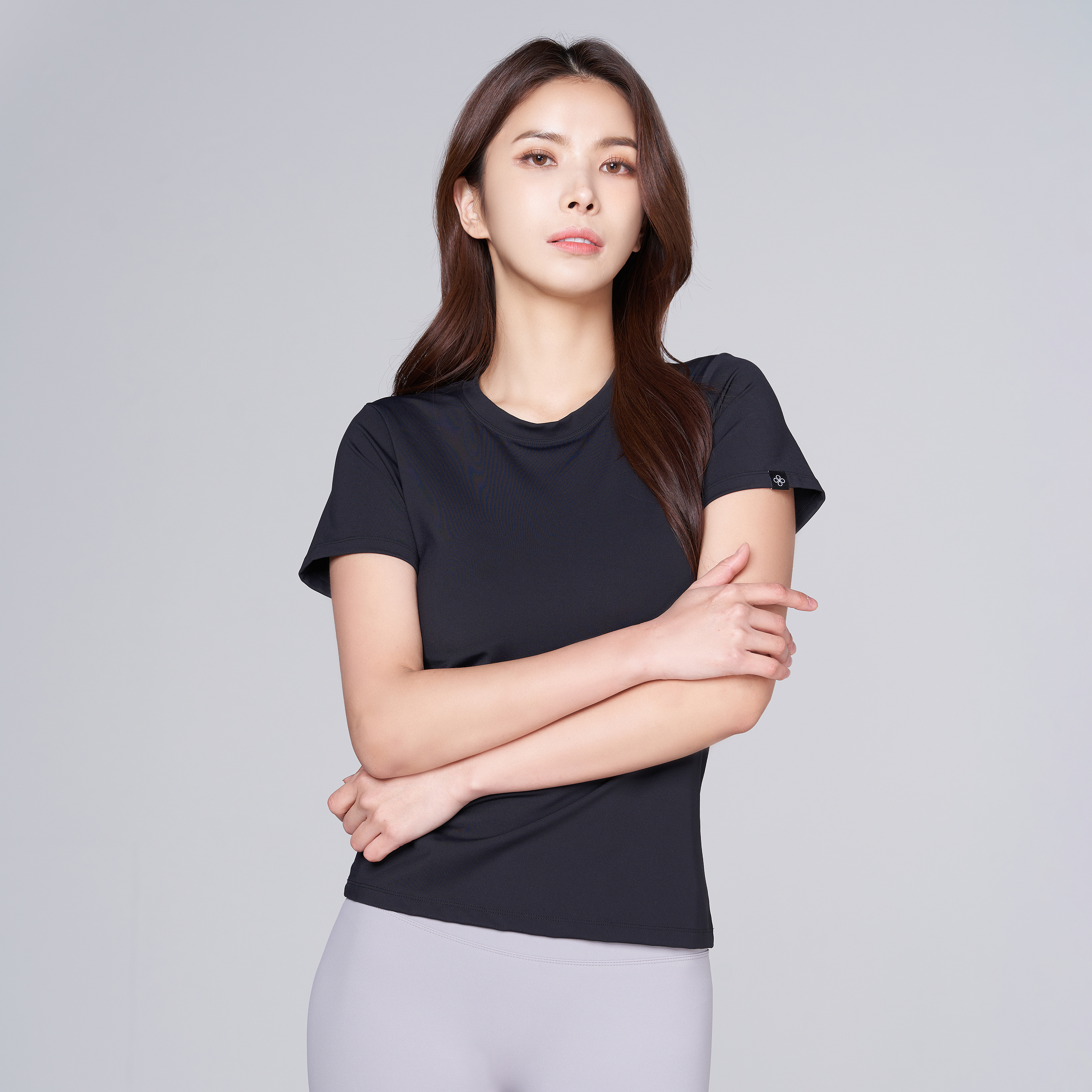 캡내장 요가복 노브라티 노브라 티셔츠 필라테스복 상의 반팔 - 메인 이미지