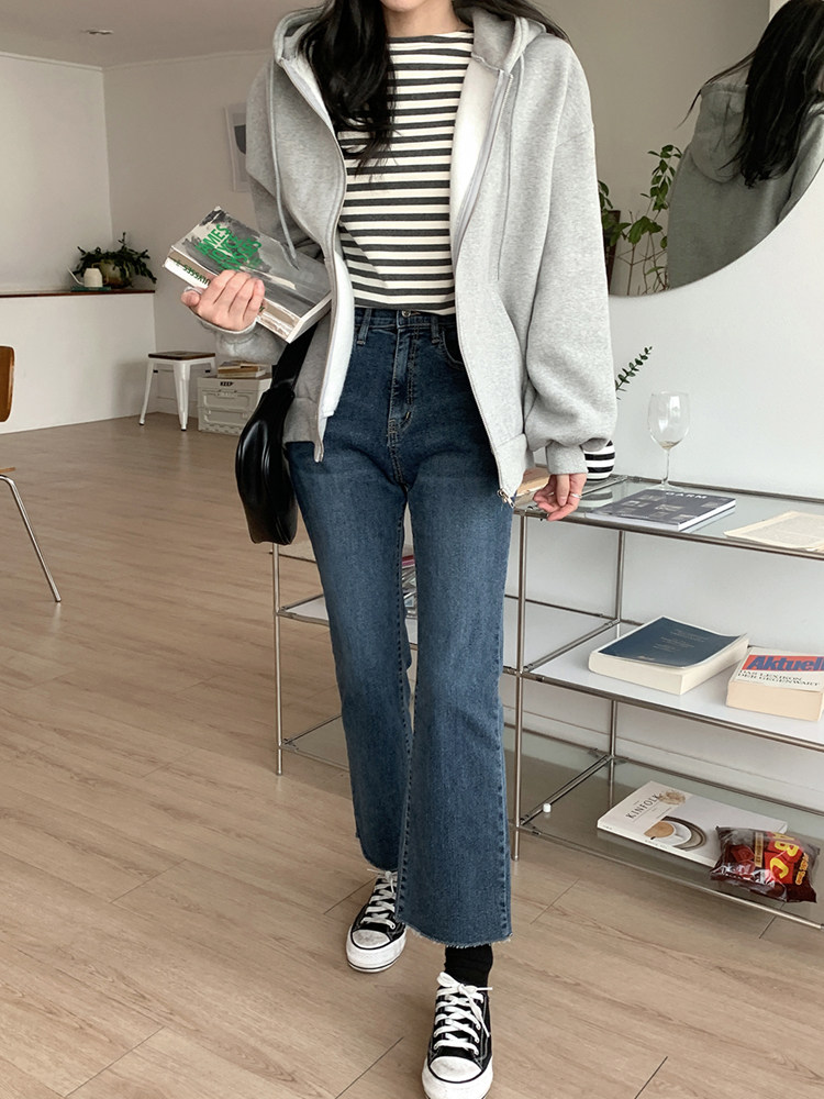 겨울 데일리 코튼 오버핏 여자 후드집업 레이어드 여성 기모 후드집업 이미지 4