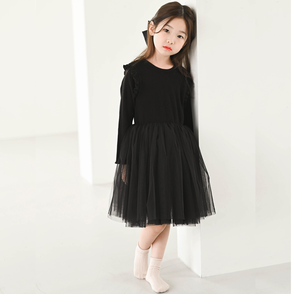 세라핌 골지 튜튜 샤 원피스 여아 아동 블랙 아이보리 발레 학예회 음악회 이미지 6