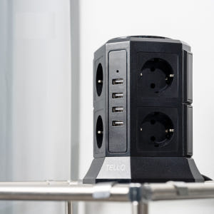 텔로 타워형 멀티탭 12구 블랙 (콘센트8구+usb포트4구 ) 2m 3m... 실사용 후기 | 효과 있을까? - 상품 이미지 2