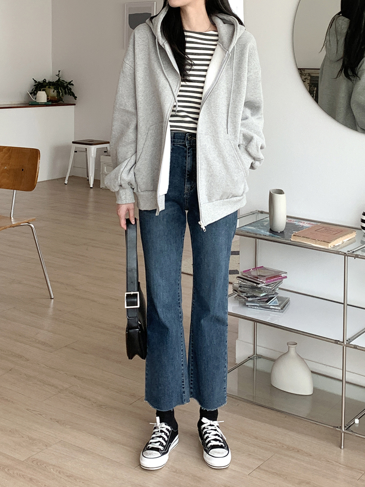 겨울 데일리 코튼 오버핏 여자 후드집업 레이어드 여성 기모 후드집업 이미지 3