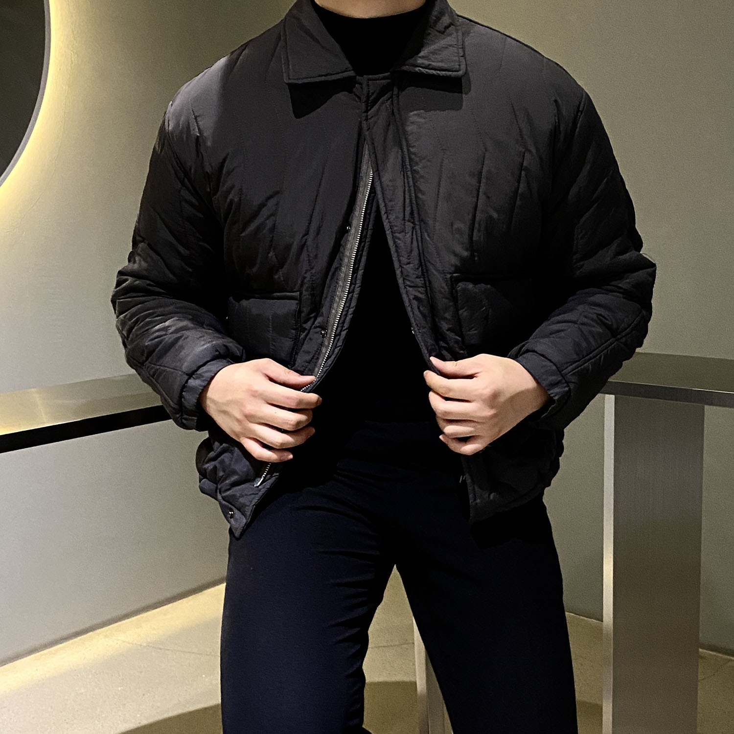 남자카라패딩 누빔 투웨이 숏 크롭 패딩 이미지 2