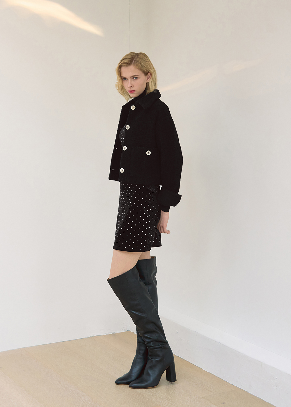 루드 울 부클 숏 코트 L22WFJK5