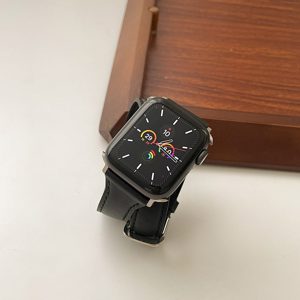 애플워치 더블 슬림 가죽 스트랩 루프 밴드 시계줄 38mm / 40mm / 41mm공용 - 상세 이미지 2
