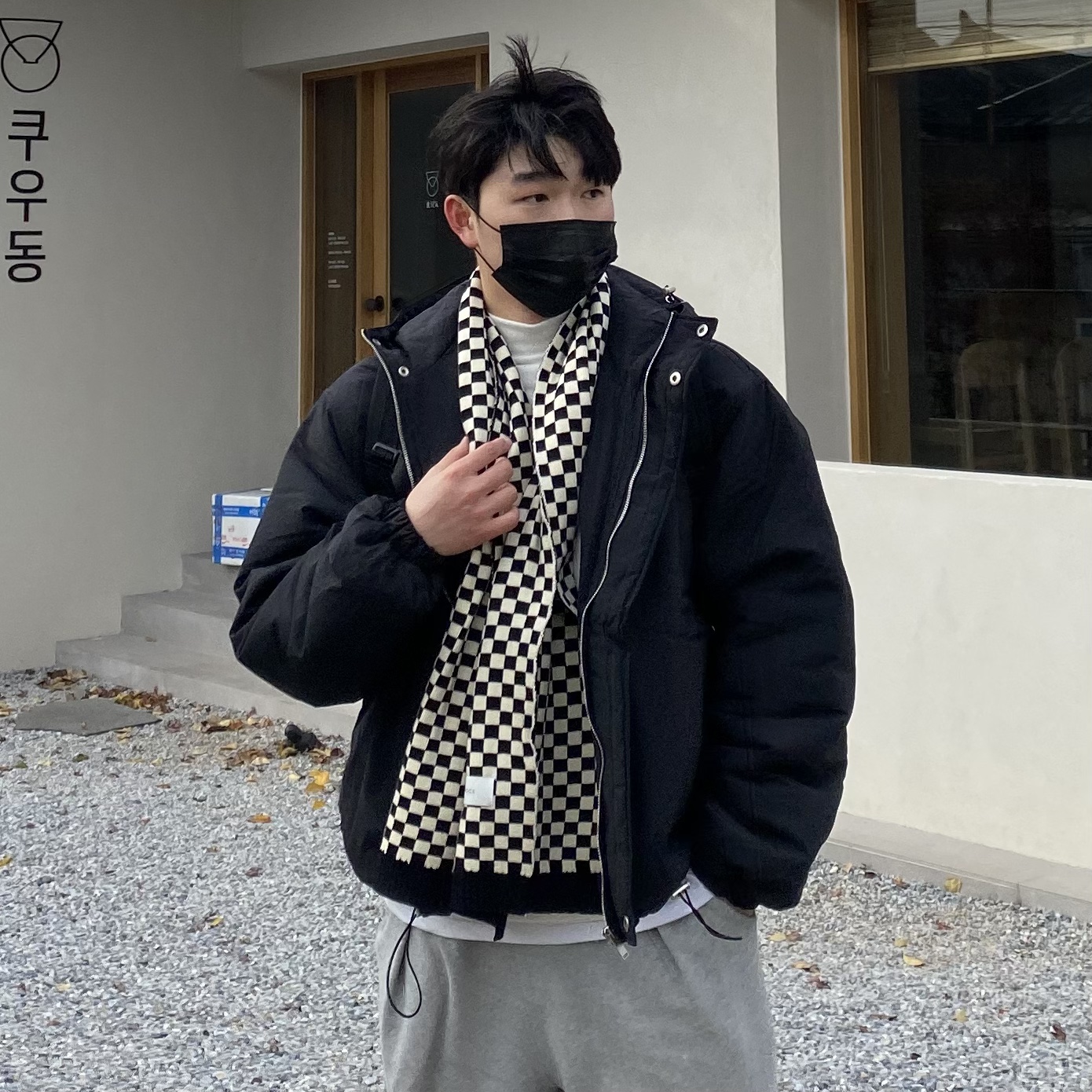 Checkerboard Knit Muffler 남녀공용 체커보드 니트 체크 머플러 목도리 이미지 6