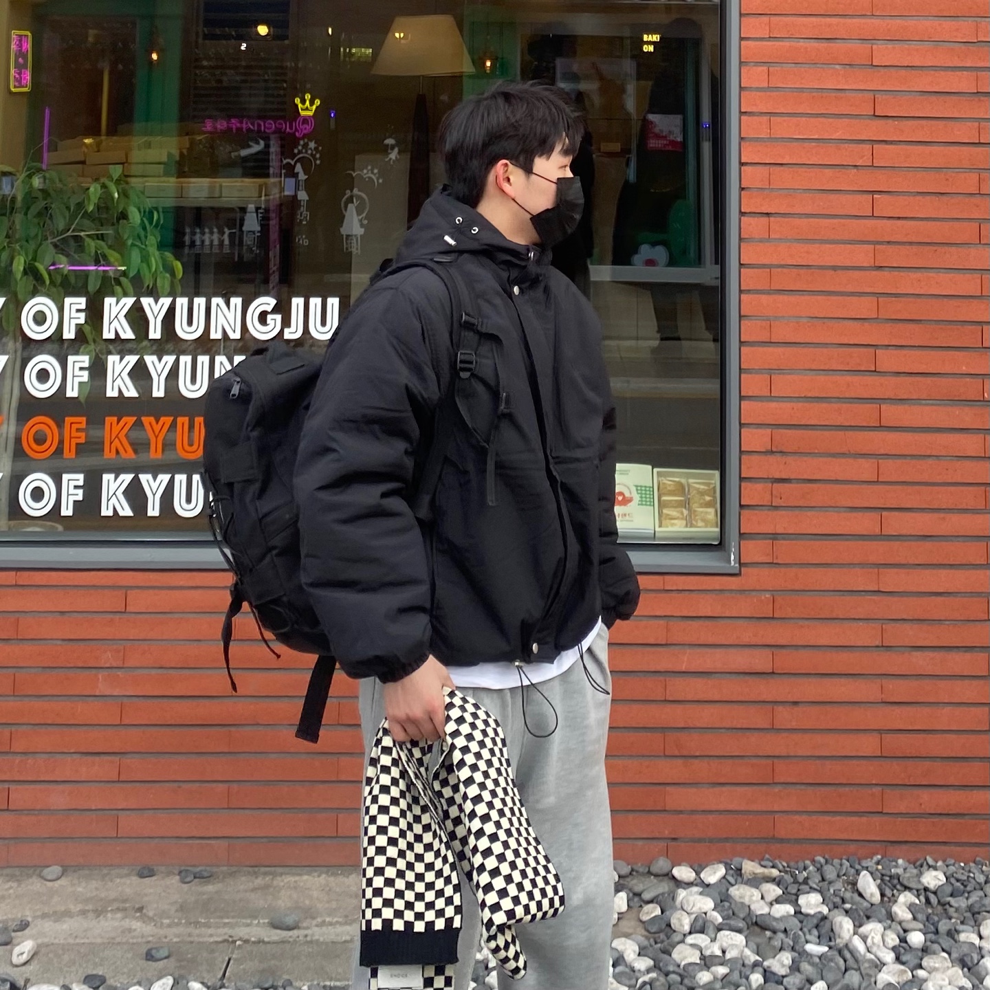 Checkerboard Knit Muffler 남녀공용 체커보드 니트 체크 머플러 목도리 - 상세 이미지 2